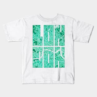 London, England City Map Typography - Watercolor Kids T-Shirt